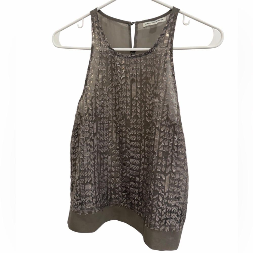 American Eagle Outfitters Gray Patterned Blouse